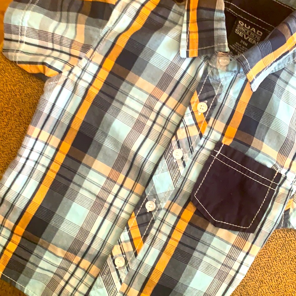 24mon QUAD (since 1976) SEVEN boys short sleeve button up shirt